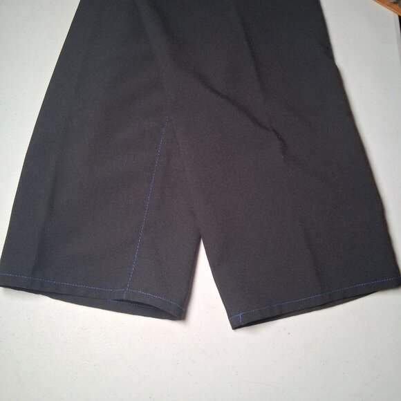 Johnny Suede Pants Men Size 30 Black Blue Stitching Flames Rockabilly Moto - Picture 13 of 15